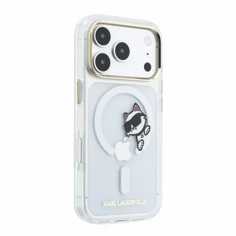 Husa Spate Karl Lagerfeld IML Choupette Peekaboo MagSafe pentru iPhone 17 Pro/18 Pro Transparent