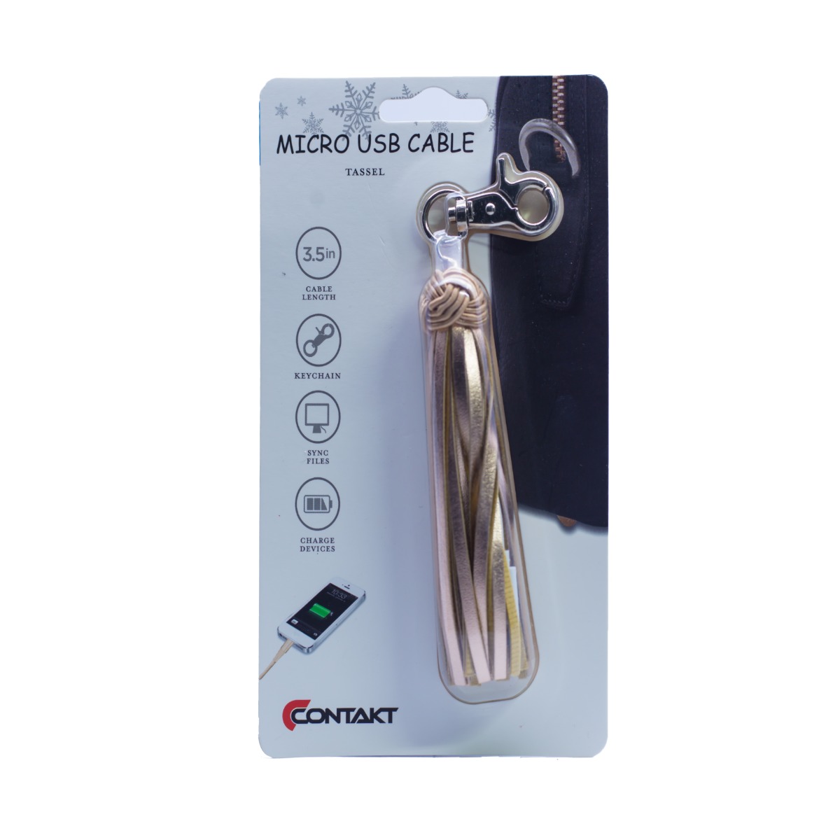 Accesoriu ciucure cu cablu Micro Usb, Auriu thumb