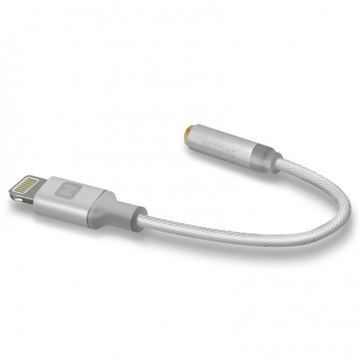 Adaptor Audio Swissten Lightning la Jack 3.5mm Textil 0.15m Argintiu thumb