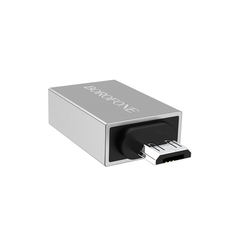 Adaptor OTG MicroUSB to USB Borofone BV2 Incarcare si Transfer Argintiu thumb