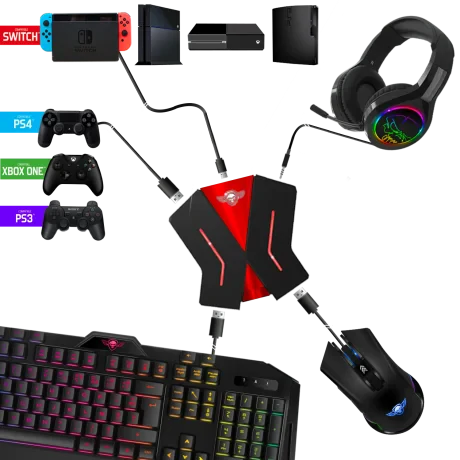 Adaptor Gaming Spirit of Gamer CrossGame 2 pentru Tastatura-Mouse-PS3/PS4/XBox Negru