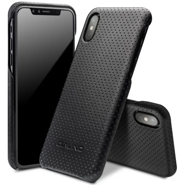 Apple Husa Cover Qialino pt. iPhone X/Xs, Piele, Negru