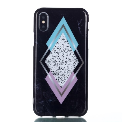 Apple Husa Cover Rhombus pt. iPhone X/Xs, TPU, Marble Negru thumb