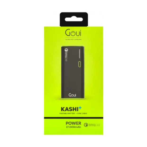 Baterie Externă Goui Kashi +D, 17000 mAh, Quick Charge 3.0 și 2xUSB, Negru