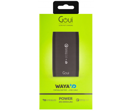 Baterie Externa Goui Waya+D 20000mAh QC3.0+PD, Negru thumb