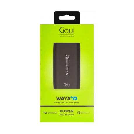 Baterie Externa Goui Waya+D 20000mAh QC3.0+PD, Negru