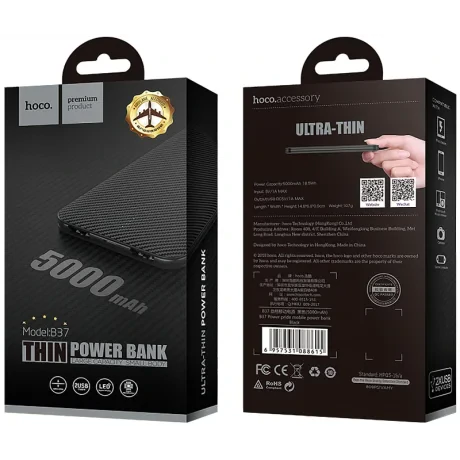 Baterie Externa Hoco B37 5000mAh 2xUsb Negru