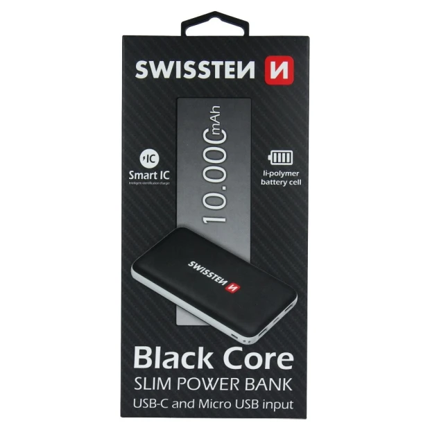 Baterie Externa Swissten Core Slim 10000mAh 2xUSB Negru