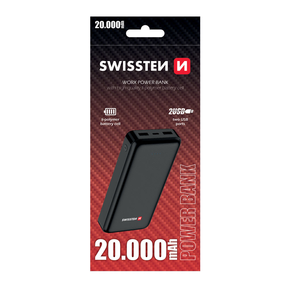 Baterie Externa Swissten Worx 20000mAh 2xUSB Negru thumb