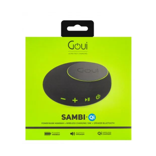 Boxa Bluetooth Goui Sambi cu Incarcare Rapida Wireless 10W si Baterie Externa 4000mAh Negru