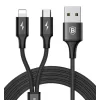 Cablu Date 2in1 Baseus  Micro Usb + Lightning 3A 1.2m Negru