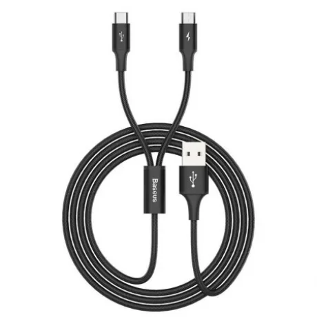 Cablu Date 2in1 Baseus  Micro Usb + Type C 3A 1.2m Negru