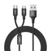 Cablu Date 2in1 Baseus  Micro Usb + Type C 3A 1.2m Negru