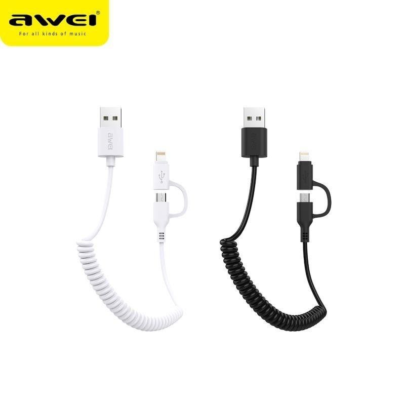 Cablu Date 2in1 Micro USB+ Lightning Awei 1m Negru thumb