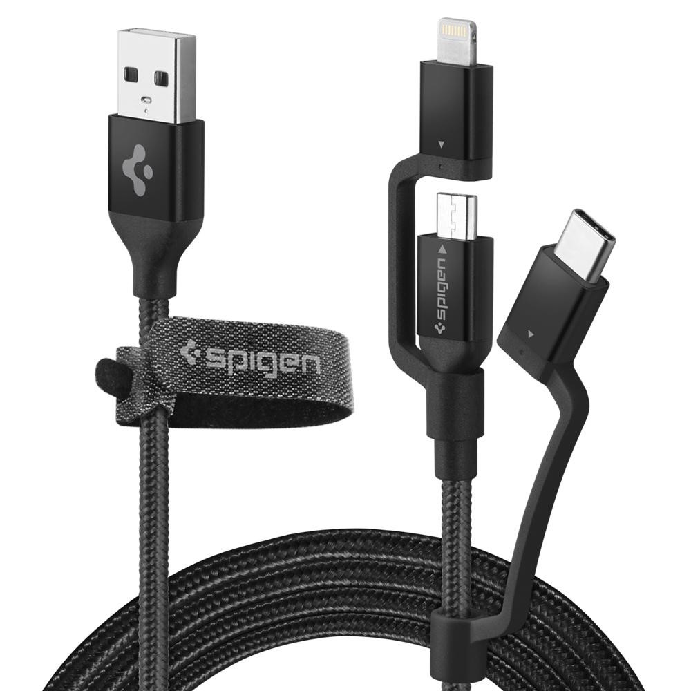 Cablu Date 3in1 Spigen C10i3 QC 3.0 1.5m Black thumb