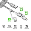 Cablu Date 3in1 Spigen C10i3 QC 3.0 1.5m Silver