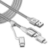 Cablu Date 3in1 Spigen C10i3 QC 3.0 1.5m Silver