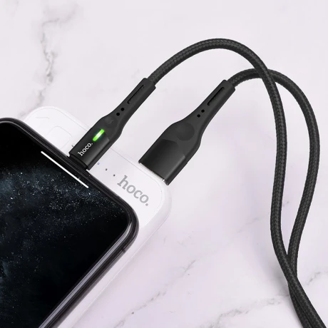 Cablu Date Lightning S24 Dual LED Indicator Negru Hoco