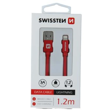 Cablu Date Lightning Swissten Textil 1.2m Rosu