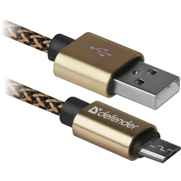 Cablu Date Micro Usb Defender PRO USB2.0 2.1A 1m Auriu