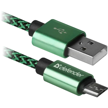 Cablu Date Micro Usb Defender USB08-03T PRO USB2.0 2.1A 1m Verde