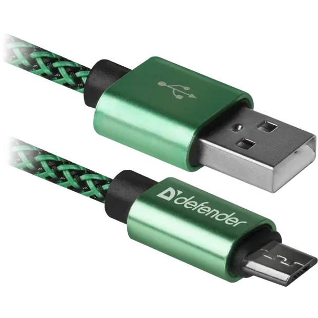 Cablu Date Micro Usb Defender USB08-03T PRO USB2.0 2.1A 1m Verde