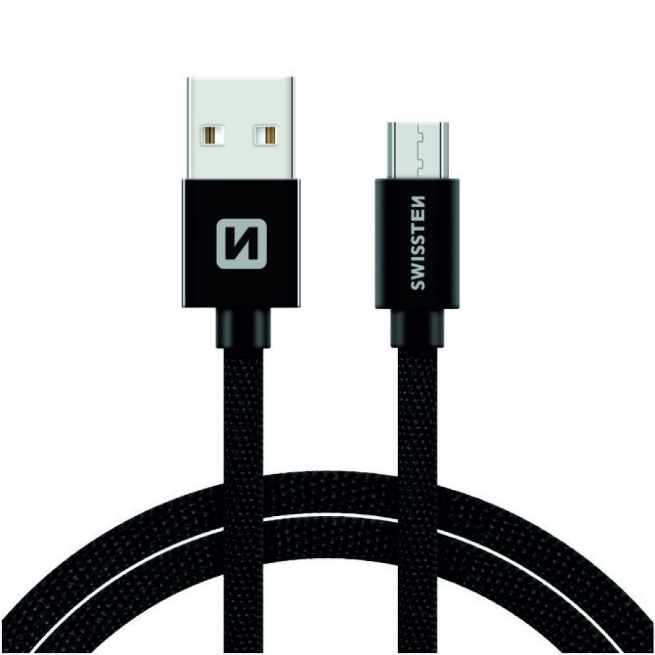 Cablu Date Micro Usb Swissten Textil, 1.2m Negru thumb