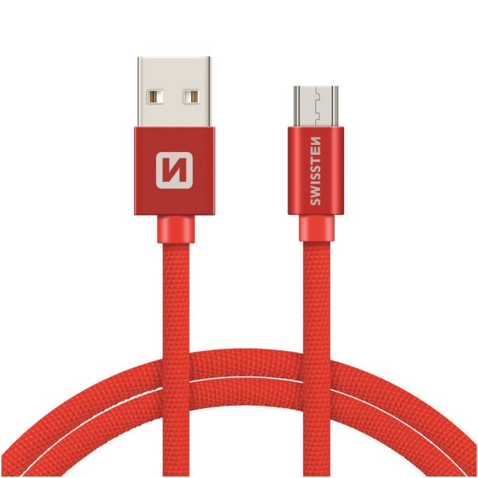 Cablu Date Micro Usb Swissten Textil, 1.2m Rosu thumb