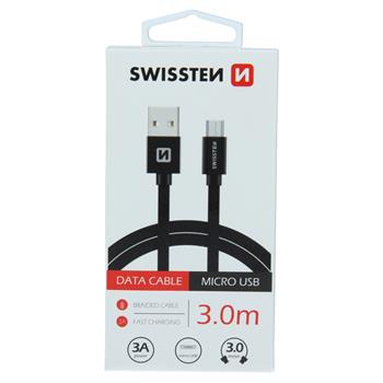 Cablu Date Micro Usb Swissten Textil, 3m Negru thumb