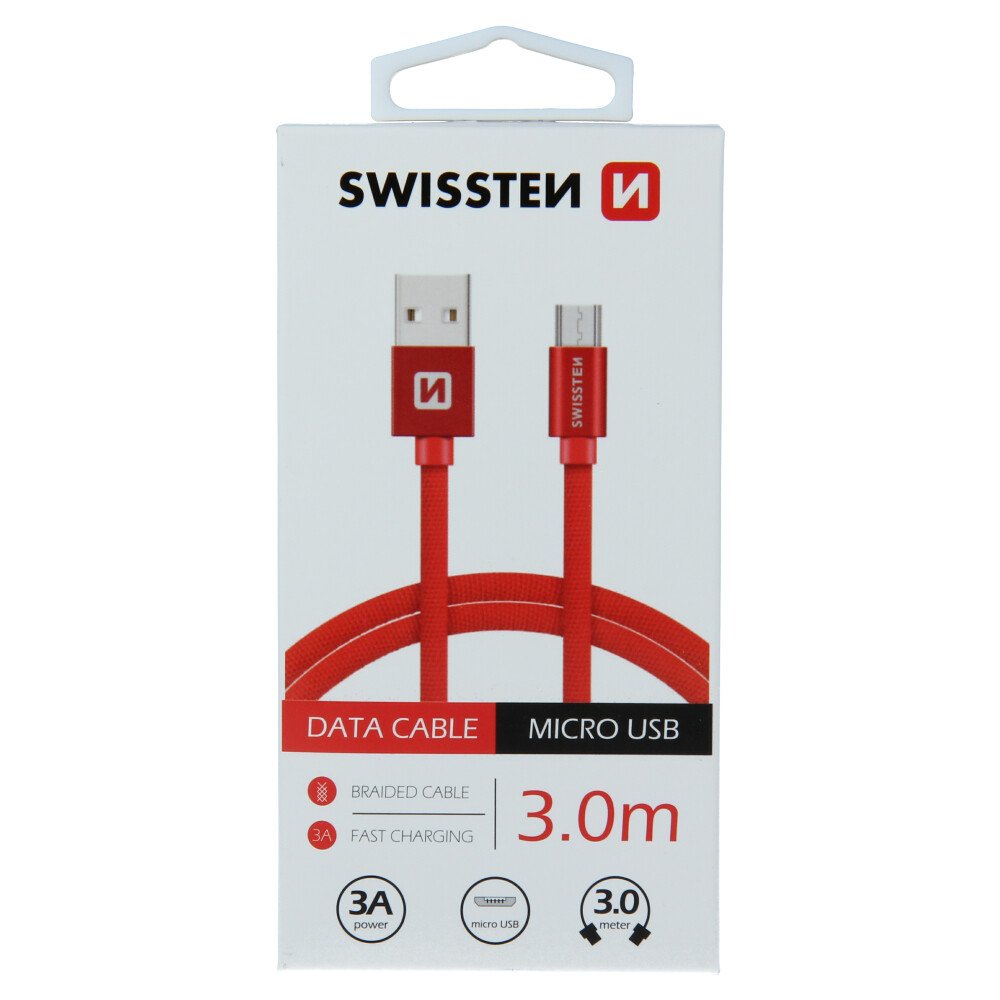 Cablu Date Micro Usb Swissten Textil 3m Rosu thumb