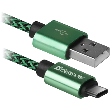 Cablu Date Type C Defender USB09-03T PRO USB2.0 2.1A 1m Verde