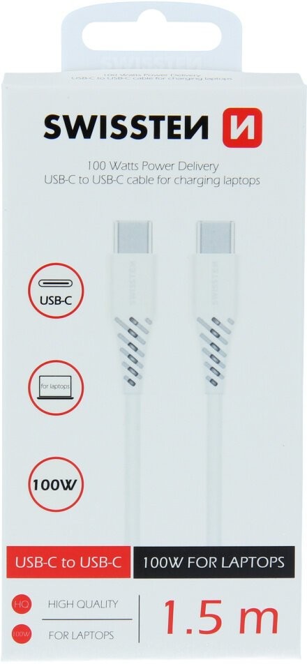 Cablu Date Type C la Type C Swissten 5A 1.5m Alb thumb