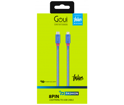Cablu Date Type C to Lightning Goui Fashion G-FASHIONC94-B 1m Albastru thumb