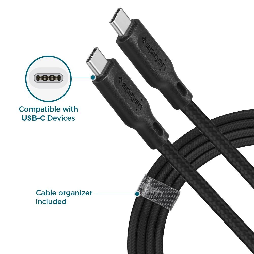Cablu Date Type C to Type C Spigen C11C1 QC 3.0 1.5m Black thumb
