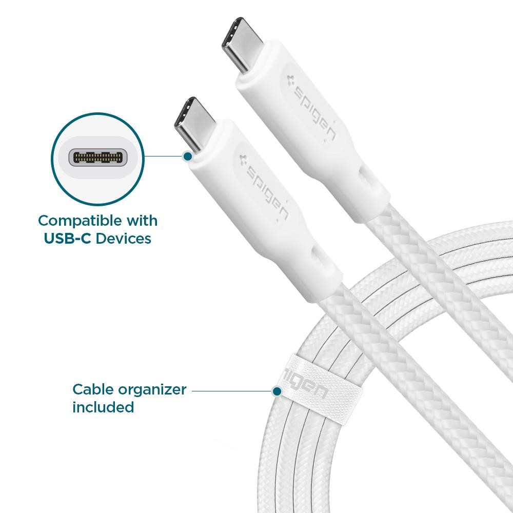 Cablu Date Type C to Type C Spigen C11C1 QC 3.0 1.5m White thumb
