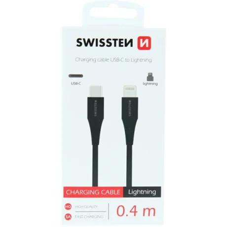 Cablu Date Usb C-Lightning Swissten 0.4m Negru