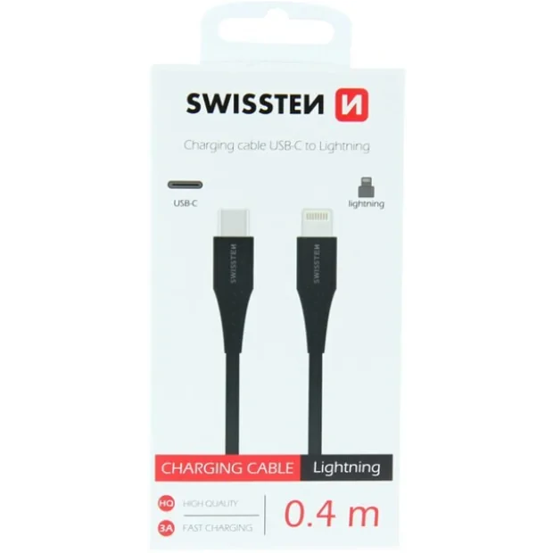 Cablu Date Usb C-Lightning Swissten 0.4m Negru