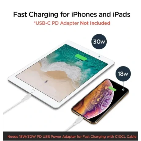 Cablu Date Usb-C Spigen C10CL QC 3.0 0.9m White