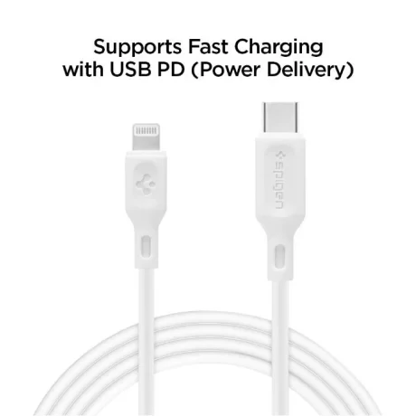 Cablu Date Usb-C Spigen C10CL QC 3.0 0.9m White