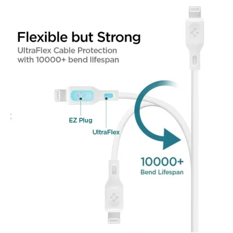 Cablu Date Usb-C Spigen C10CL QC 3.0 0.9m White