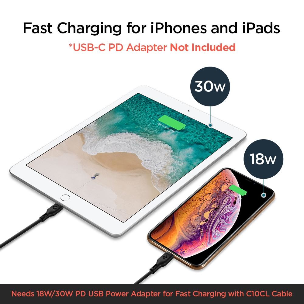 Cablu Date Usb-C Spigen C10CL QC 3.0 1m Black thumb