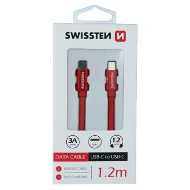 Cablu Date Usb C to Type C Swissten Textil 1.2m Rosu