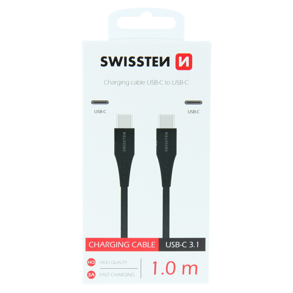 Cablu Date Usb C-Type C Swissten 1m Negru thumb