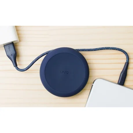 Cablu Date Usb la Lightning Uniq Halo cu Organizator 12W 1.2m Albastru