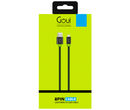 Cablu Date Usb to Lightning, Goui Fashion Flat  1m Negru-Verde thumb