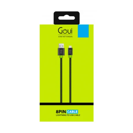Cablu Date Usb to Lightning, Goui Fashion Flat  1m Negru-Verde