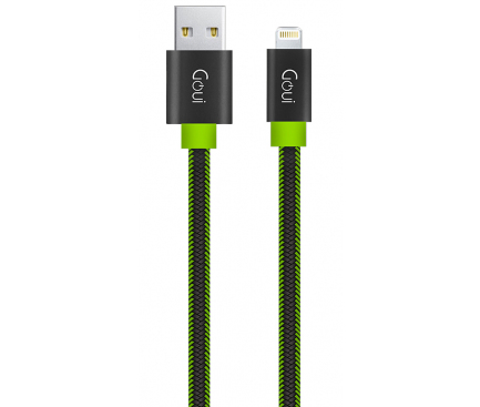 Cablu Date Usb to Lightning, Goui Fashion Flat  1m Negru-Verde thumb