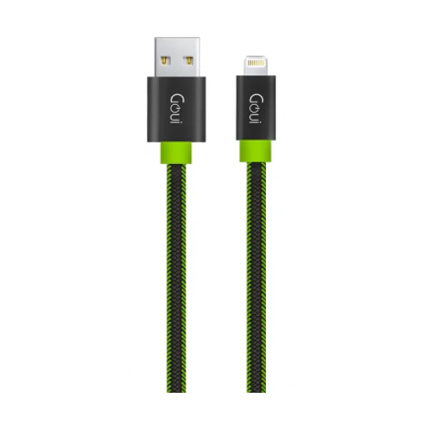 Cablu Date Usb to Lightning, Goui Fashion Flat  1m Negru-Verde