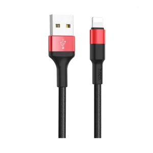 Cablu incarcare/transfer date Lightning X26 Hoco Negru cu Rosu