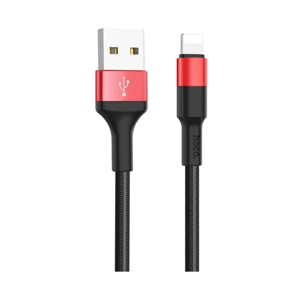 Cablu incarcare/transfer date Lightning X26 Hoco Negru cu Rosu